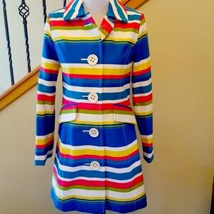 BODEN Stripe RAINYDAY MAC Ivory ARTISAN RedTwill SWING COAT Trench Jacket 6